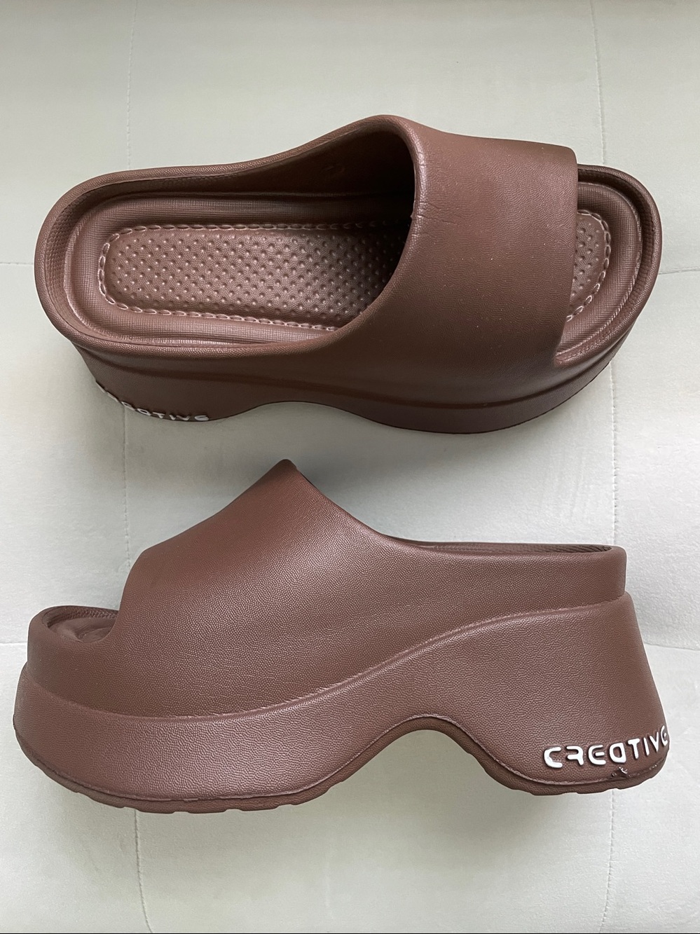 New milk chocolate beach platform sandals waterproof flatforms 6/6.5
